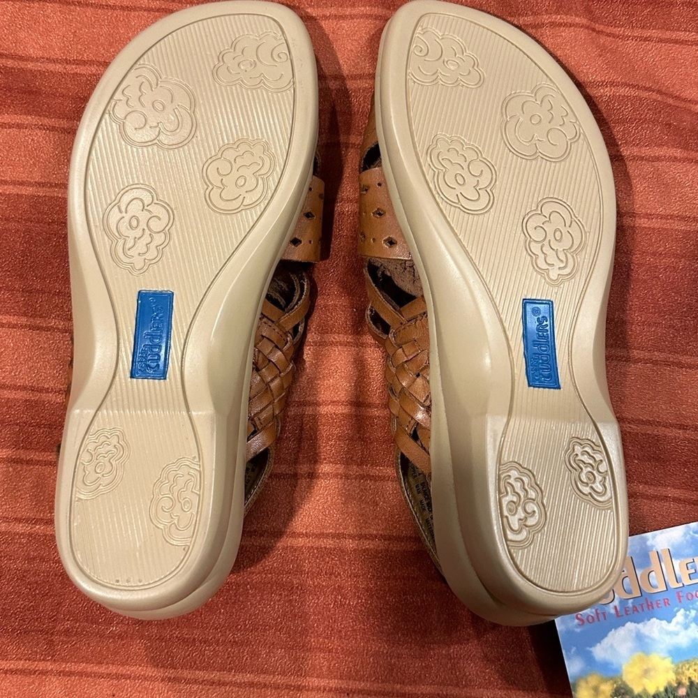 Cobbie Cuddlers Leather Sandals 8.5M Brown PORON 4000 Comfort Footbed NWT - Picture 5 of 11
